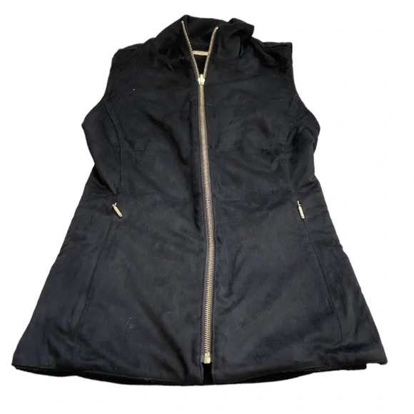 Lilly Pulitzer Vest Womens XXS Black Skyden Reversible Golf Suede Sherpa Sporty - Picture 6 of 15